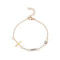 Newest QYRY Stainless Steel Faith Cross Charm Bracelets Unisex Classic Style Claw Setting Gold Plated Zircon Main Anniversary