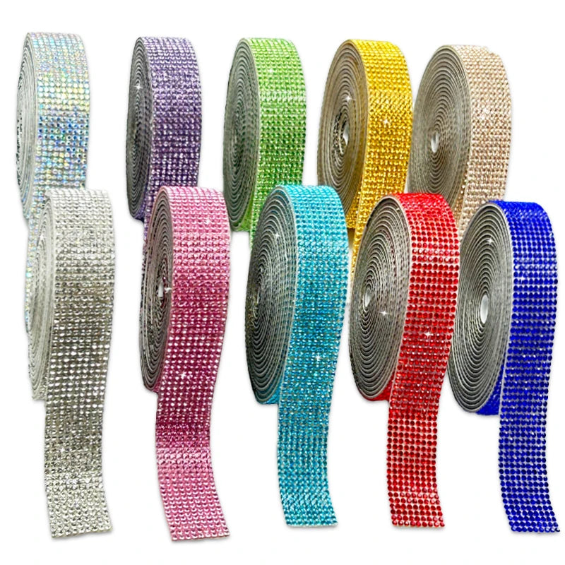 Bling Rhinestone Strip Tape Self Adhesive Crystal Rhinestones Ribbon Tape for DIY Gift/Clothing/Shoes/Bags