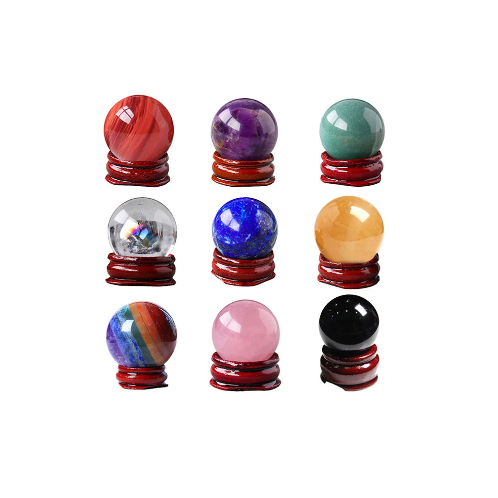 Wholesale Natural Polished Fluorite with Wood Base Healing Natural Crystal Ball
