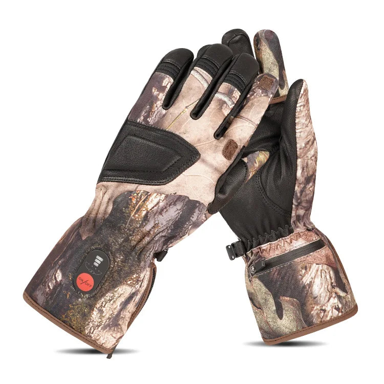 Rechargeable Lithium Battery Touchscreen Waterproof Leather Gloves Indoor Outdoor Warm Heated Hunting Fishing Gloves Windproof