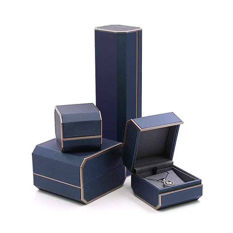 A1 Wholesale Modern Octagonal Flip PU Leather & Velvet Jewelry Storage Box for Rings and Pendants