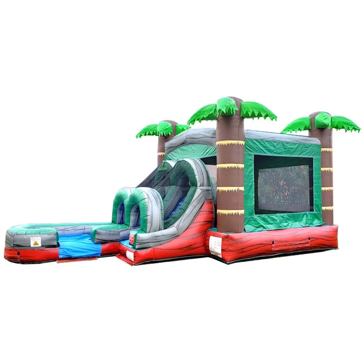 Pogo Kids Inflatable Water Slide Bounce House Combo with Blower Tropical Red Marble