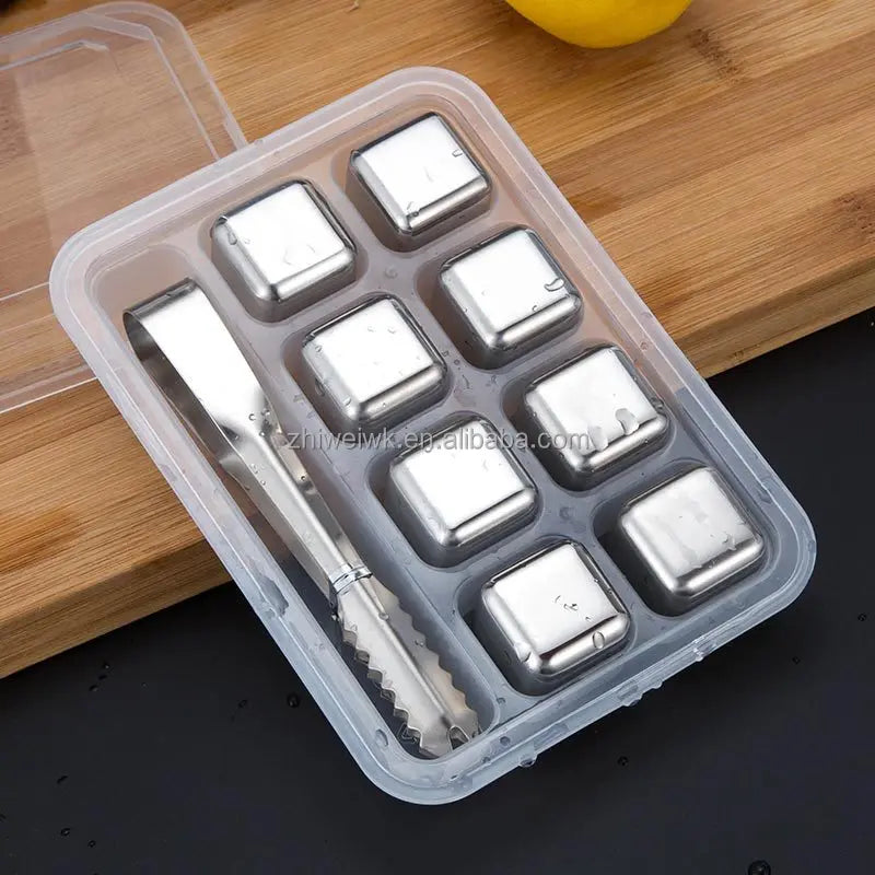 2023 Best Seller Bar Accessories 304 Stainless Steel Set of 6 with Tong Bar Wisky Chiller Stones Ice Cube