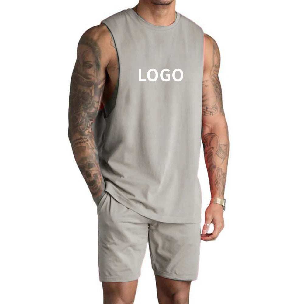 Custom Men Tops Streetwear Singlet Gym Sportswear Running Sleeveless Vest Sublimation Stringer Bodybuilding Cotton Mens Tank Top