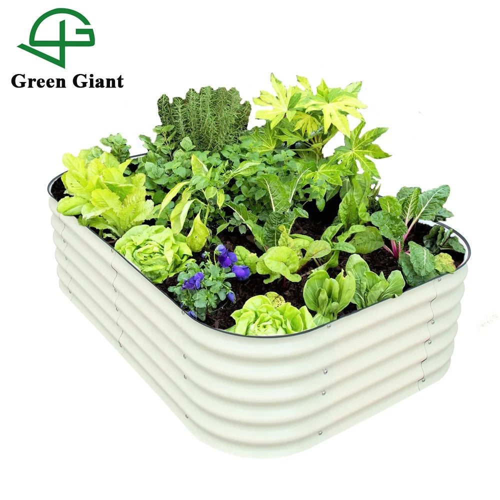 Huizhou Green Giant 17'' Tall Outdoor Planter Box 6.5'x2' Metal Modular Corrugated Raised Garden Bed Kit(6 in 1)