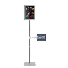 CYDISPLAY A4 Silver Aluminum Eco-Friendly Adjustable Heavy Duty Snap Frame Poster Stand with Pedestal Base Portable Menu Holder