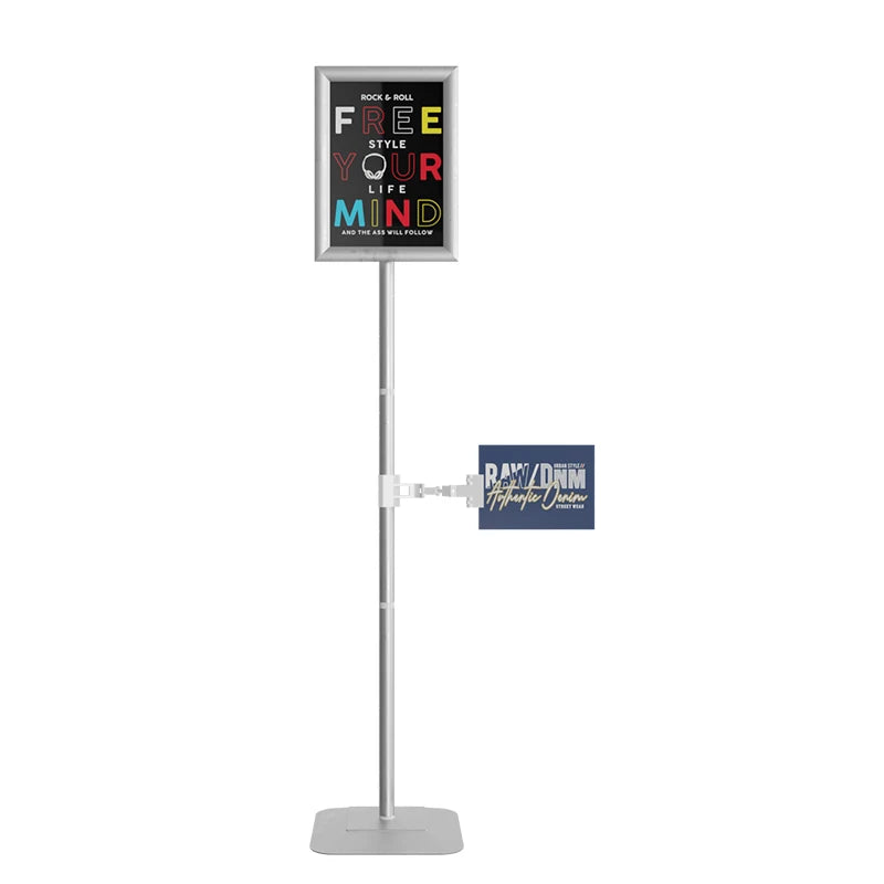 CYDISPLAY A4 Silver Aluminum Eco-Friendly Adjustable Heavy Duty Snap Frame Poster Stand with Pedestal Base Portable Menu Holder