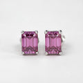 Jovovasmile 1ct 5*7mm 925 Silver White Pink Black Sapphire Light Blue Emerald Cut D VVS1 Moissanite Stud Earrings Women