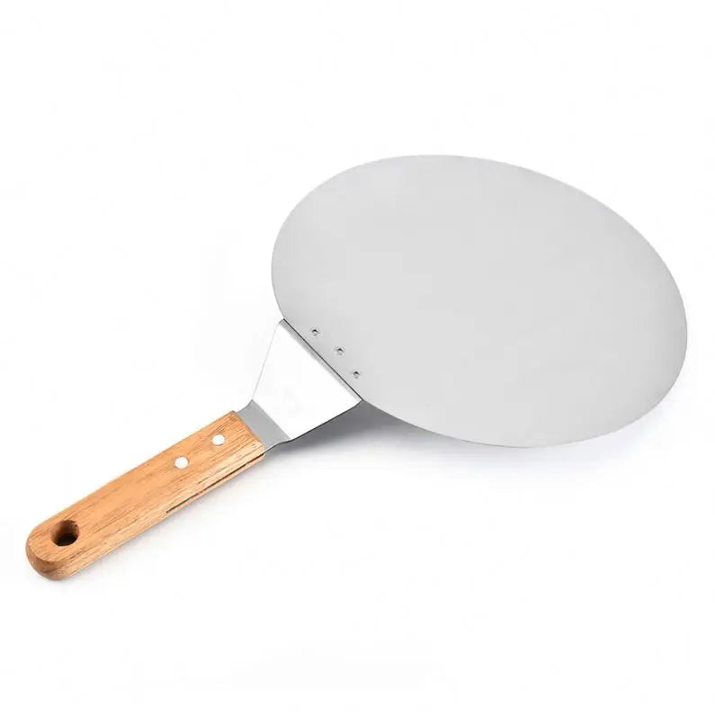 Stainless Steel Pizza Peel with Wooden Handle Bread Cake Shovel Cake Safe Transfer Shovel Baking Tools