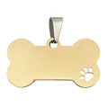 Gold Hollow Dog Paw Bone Shape Stainless Steel Pet Hanging Tag Metal Tags