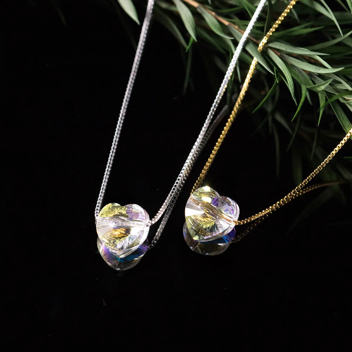 Fashion Pendant Necklaces 925 Sterling Silver Heart Diamond Necklace Colorful Zircon Gold Plated Necklaces for Women