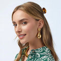 18K Gold & Stainless Steel Chubby Water Drop Stud Earrings Vintage Statement Jewelry for Party Fashion