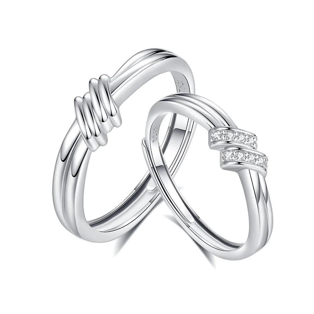 FDJZ-165 Adjustable 925 Sterling Silver Men Women Couple Band Ring Jewelry for Lovers