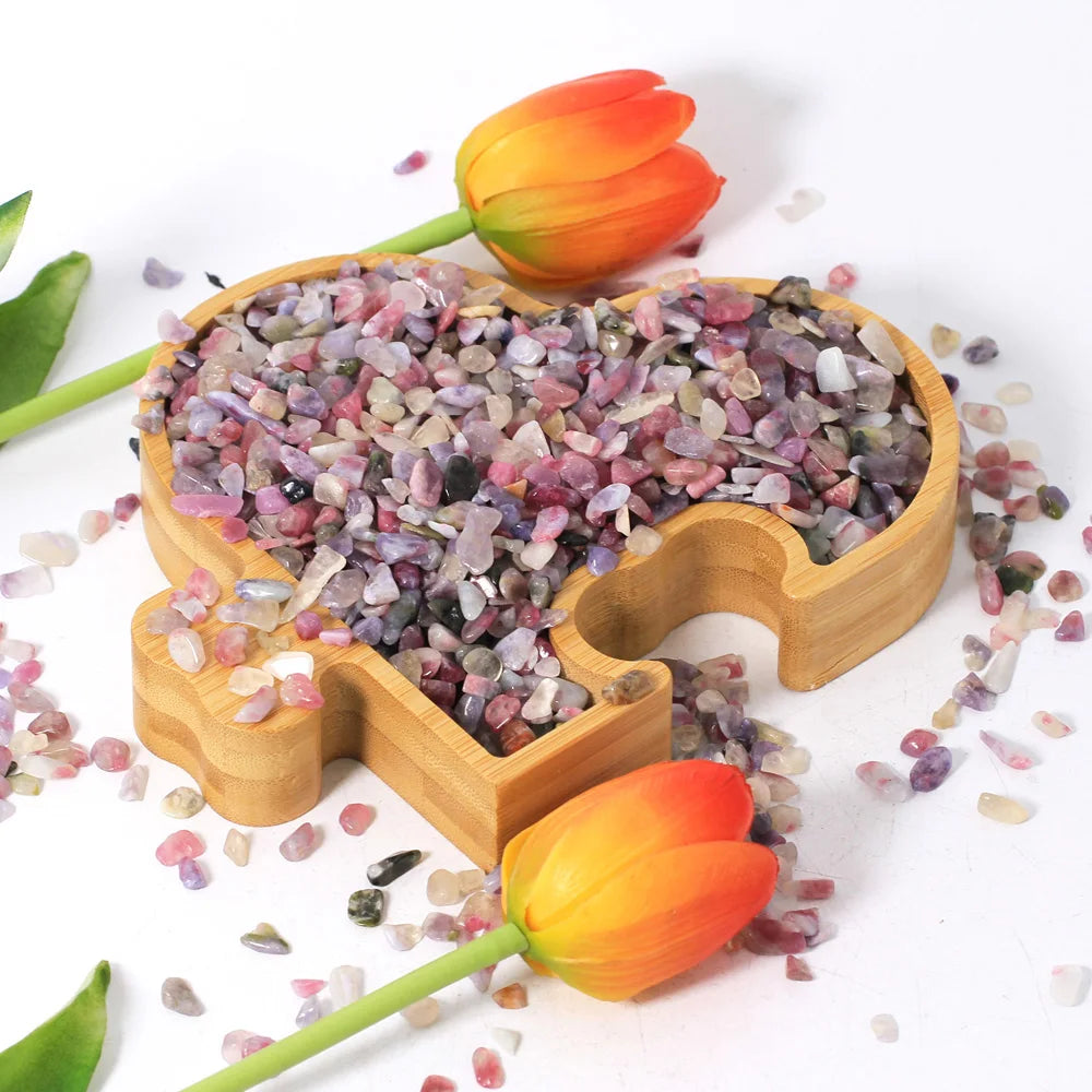 Factory Price Natural Chips Healing Tumbled Stone Crystal Watermelon Tourmaline Gravels for Home Decoration