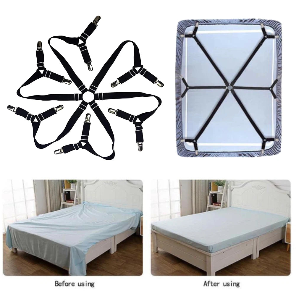 Factory Price 12 Clips Elastic Bed Sheet Holder Belt Fastener Non-Slip Mattress Clips Adjustable Blankets Bed Cover Grippers