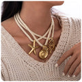 New Bohemia Summer  316L Stainless Steel 14K PVD Gold Plated Shell Charms Necklace Trendy Link Chain for Women