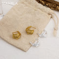 VIANRLA 925 Sterling Silver Chunky C Shape Texture Stud Earrings