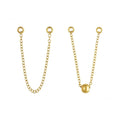 14K Gold Filled 2" Cable Chain Ear W/4mm Bead Double Rings DIY Stud Tassel Chain Ear Wire Hypoallergenic Piercing Jewelry