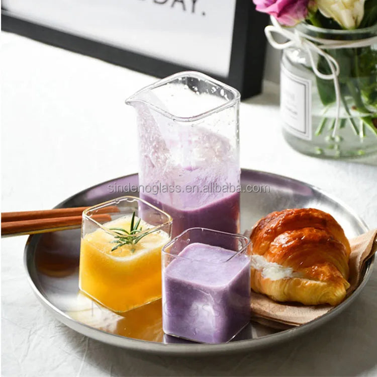 Coffee Square Glass Cup Heat-Resistant Water Cup Transparent  Glass Tea Cup