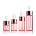 Round Oil Pink Serum Dropper Bottle Glass 1ml 2ml 3ml 5ml Rose Gold Eye Dropper Glass Bottle Pink Dropper Bottle for Cosmetic