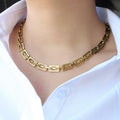 Stainless Steel Chain Necklaces WIth Chain Women Girl Cute Bracelet Set with Sliver Gold Bracelet Necklace Set for Women Man