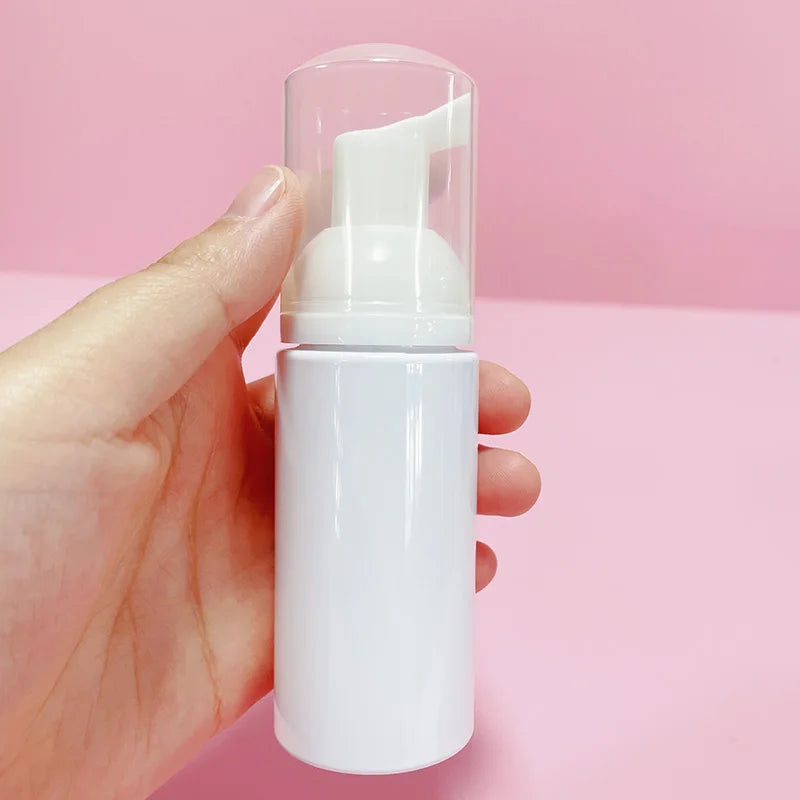 Mini Travel Cosmetic 50Ml White Facial Body Wash Soap Lash Shampoo Cleanser Mousse Foaming Pump Dispenser Plastic Foam Bottle