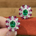 CAOSHI Gorgeous Flowers Design Colorful Cubic Zirconia Earrings for Women Engagement Wedding Silver Plated CZ Stud Earrings OEM