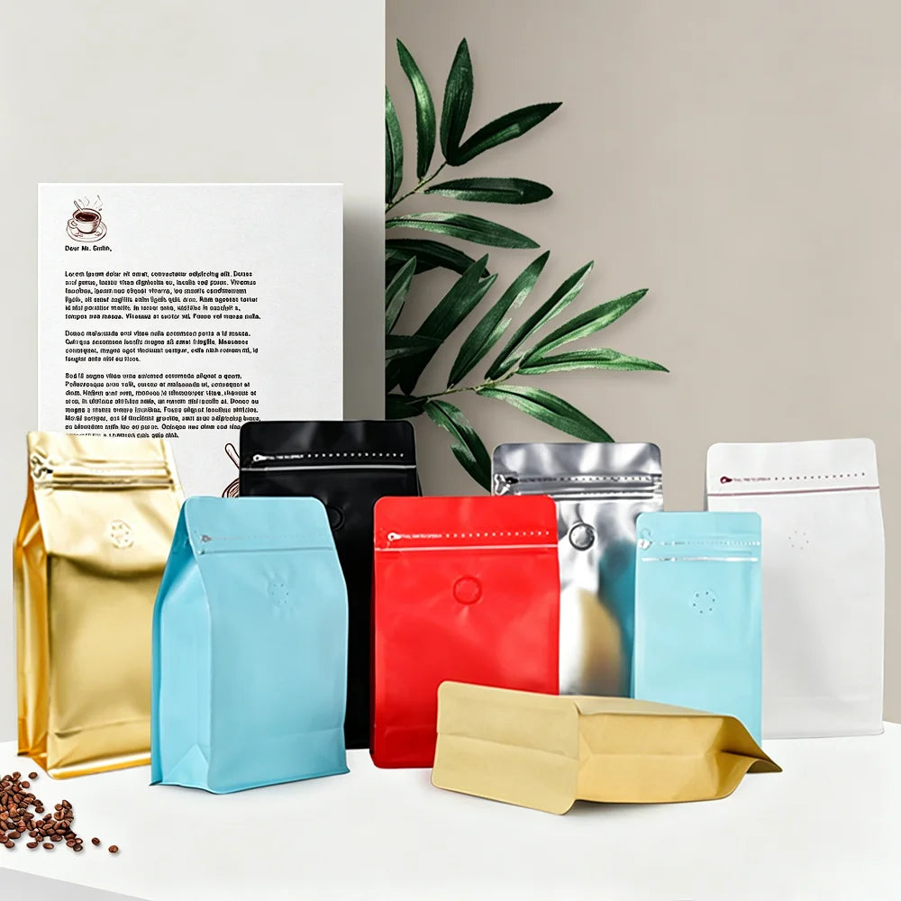12oz One Way Valve Custom Printed Matt Black Coffee Bag 100g 250g 500g 1000g Custom Print Wholesale MOQ 500 PCS