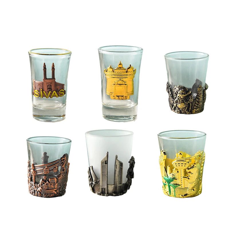 Custom Logo Metal Crafts Personalized Wine Beer Glasses for Hotels European Minimalist Decoration Souvenir Promotional Items