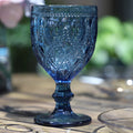 Vintage Blue Goblet Modern Stock Embossed Wine Glass Classic Modern Design for Juice Wine Minimalist Colored Cups