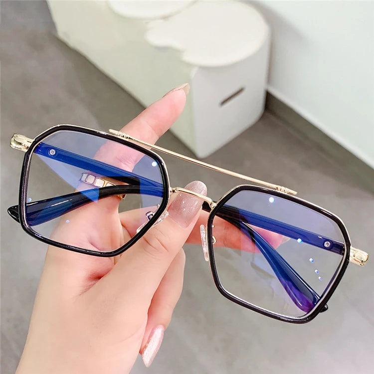 2021 New Vintage Square Kirin Peggy Gou Metal Blue Light Blocking Glasses Optical Frames Eyeglasses for Men and Women