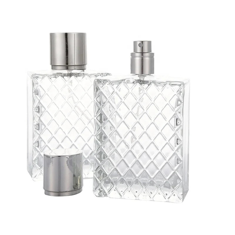 Customize 100ml Glass Perfume Spray Bottle with Screw Cap and Screen Printing Refillable Perfume Bottles