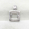 Sterling Silver 8*8mm Semi Mount Pendant Empty Frame Blank Support Setting S925 Base Holder Without Center Stone for DIY Inlay