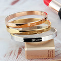 Golden Titanium Steel Bracelet for Women Vintage Style Exquisite Clover LOVE Pattern 316L Stainless Steel Bangles