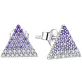 925 Sterling Silver Woman Earrings Dainty Rhodium Plated Gifts Triangle Zirconia Purple Geometric Stud Earrings for New Year