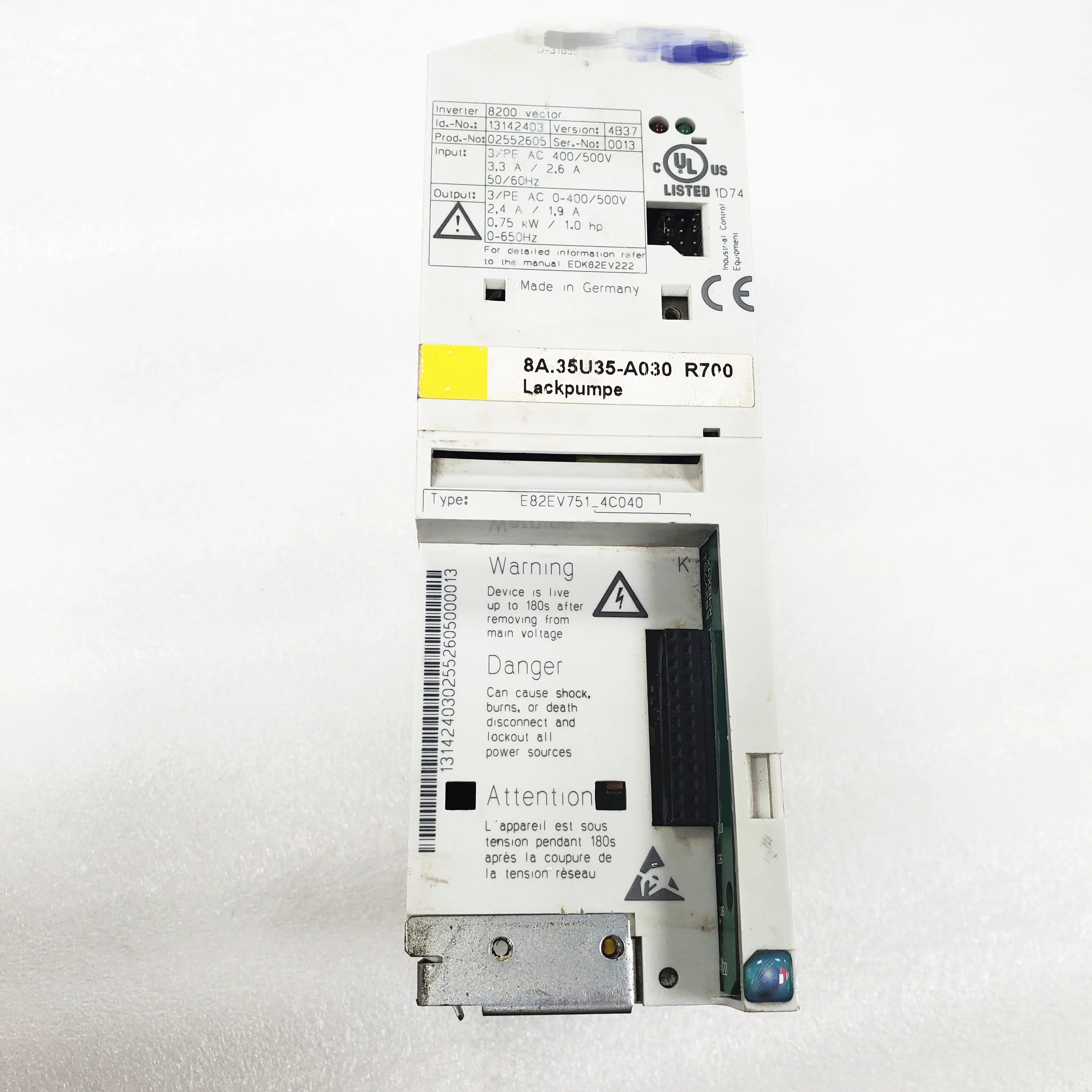 WD Original Used 8200 Drive 8A.35U35-A030 E82EV751_4C040 for Roland R700 Lackpumpe Offset Printing Parts E82EV751-4C040