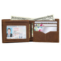 Laser Engraving Custom Logo Brown High Grade 100% Real Genuine Cowhide Napa Leather Wallet Gift Wallet Set for Men