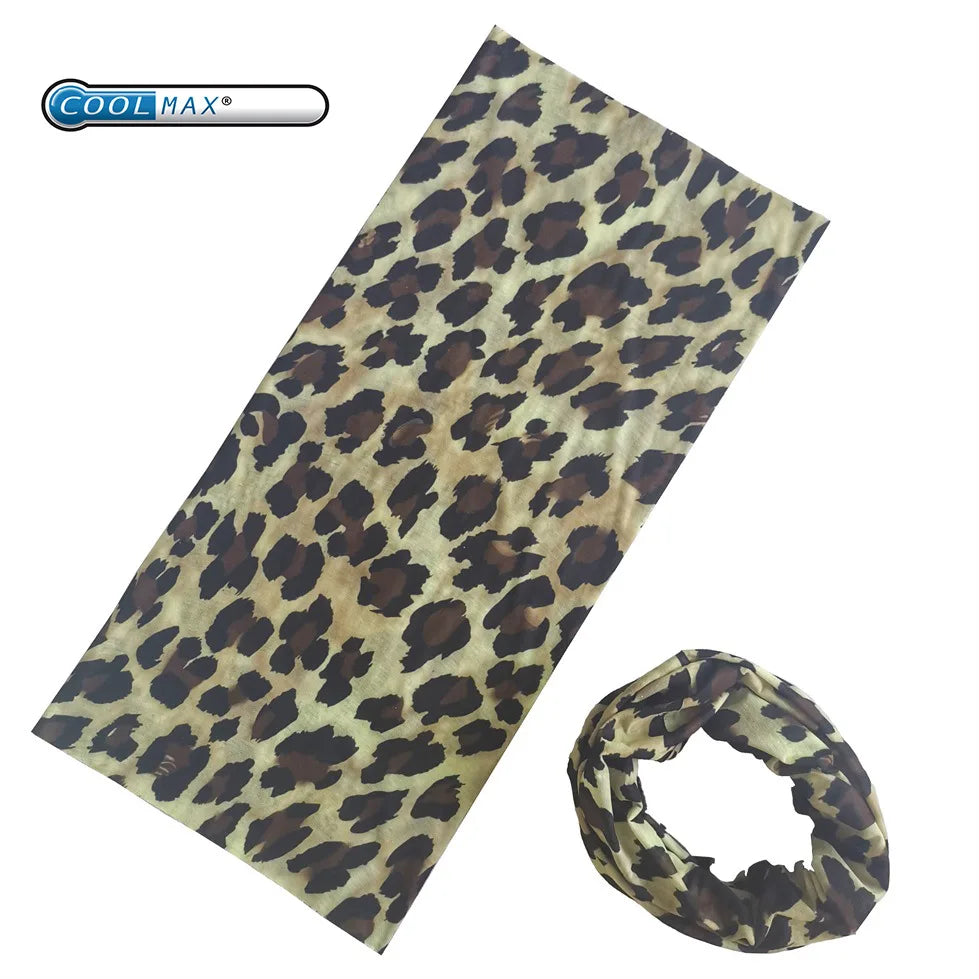 Custom Printed Leopard Seamless Moisture Wicking Spandex Neck Gaiter Breathable Silk Face Mask Bandana Wholesale for Cycling