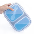 Hot Sale Factory Offer 2 Compartments Food Storage Container BPA Free Silicone Eco Friendly Foldable Lunch Box