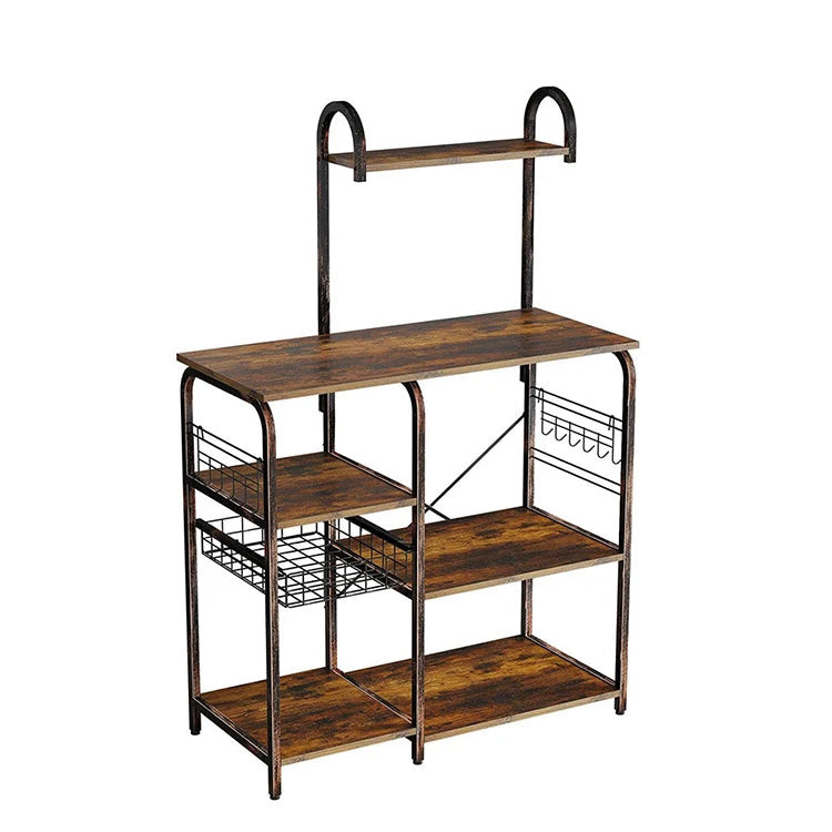 Metal and Wooden Kitchen Pantry Rack Bottle Storage Holder Bottle Rack for Kitchen Cabinets