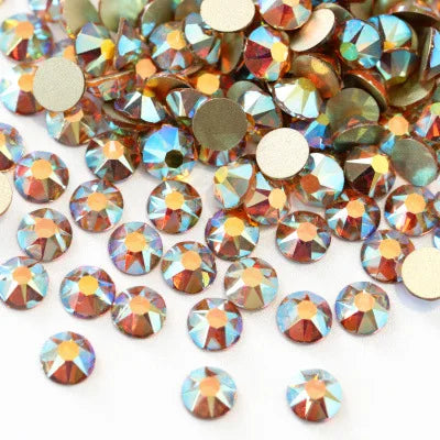 16 Facets Non Hot Fix Flat Back Crystal Rhinestone  Wholesale Round Glass Crystal AB Flat Back Rhinestone