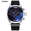 SINOBI Creative Men's Quartz Watch 50mm Dial Plate Alloy Case Leather Strap Beijing Calendar Waterproof Sports Wristwatch
