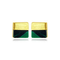 Fine Mini Jewelry 925 Sterling Silver Women Simple 18k Gold Plated Square Shape Malachite Stud Earrings