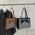 2025 Women's Tote Handbags Large Capacity Black White Solid PU with Bow Underarm Open Closure Polyester Lining for Summer