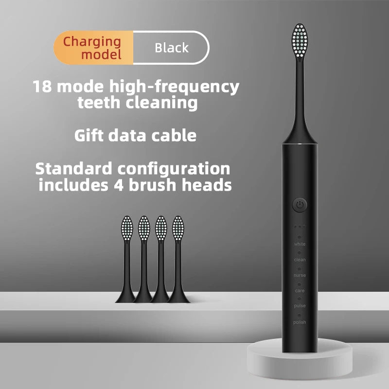 USB Rechargeable Smart Children's Sonic Electric Toothbrush 6 Modes Adjustable Strength 4 Soft Brush Heads IPX7 Waterproof