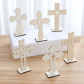New Safe Unfinished Blank Plywood Handicraft Cross Decoration with Engraving Eco-Friendly Religious Tabletop
