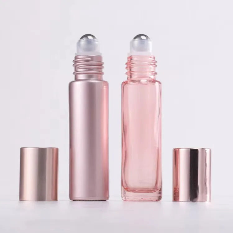 10ml Peach Pink Glass Rollerball Bottle for Skin Care Serum Essential Oil and Perfume Packaging Glass Roll-on Bottle