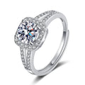 XJZ082 Trendy S925 Silver 1 Carat GRA Moissanite Engagement Ring 925 Sterling Silver Round Cut Diamond Square Shape Wedding Ring
