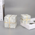 Custom Marble Stone Glass Cubic Crystal Paper Weight Map Cube Black Starry Sky Paperweight With Brass Copper Inlay
