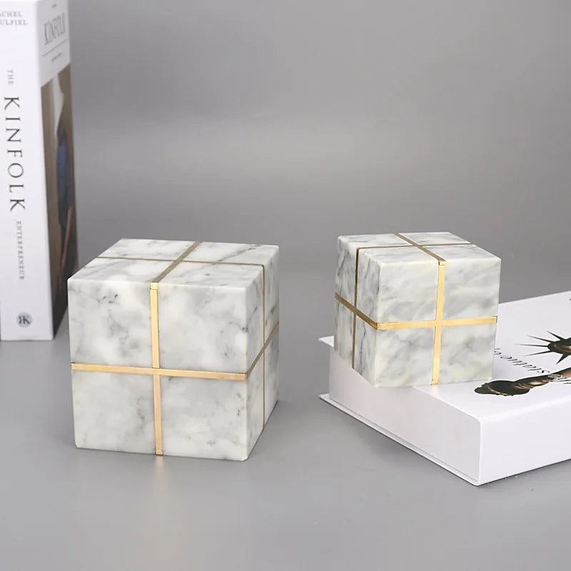 Custom Marble Stone Glass Cubic Crystal Paper Weight Map Cube Black Starry Sky Paperweight With Brass Copper Inlay
